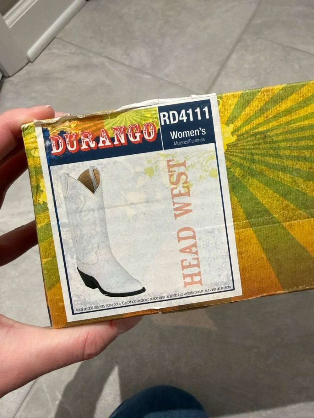 Durango White Leather Western Cowboy Boots for Women-6.5 - Picture 5 of 6
